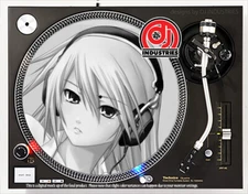 Anime Headphone Girl Mia - 7"-12" DJ slipmat for LP turntable record player 