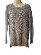 Tommy Hilfiger Women's Cable Knit Sweater Gray Long Sleeve Winter Cozy Size SP