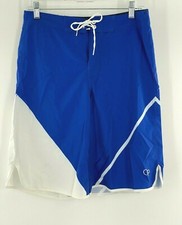 OP Flex Men 28 Board Shorts Drawstring 4-Way Stretch Blue White Swim Trunks