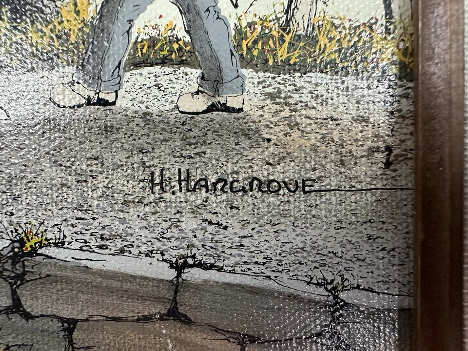 Impresión de pintura de colección Dog Won't Pull Wagon H Hargrove en lienzo enmarcada Foto 3 de 4