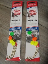 2 Pks Eagle Claw Fishing 2-Way Spinner Snells 128 Fish Hooks - Size 2 Aberdeen