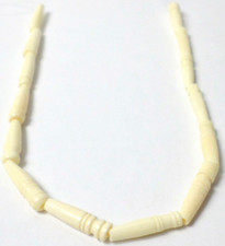 14" Strand Buffalo Cream Vanilla Horn Bone Hair Pipe Tube Beads 24x7mm Old Stock