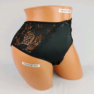 Lane Bryant Cacique 18/20 Sexy Split Gusset Black Strappy Back Lace Plus Panties