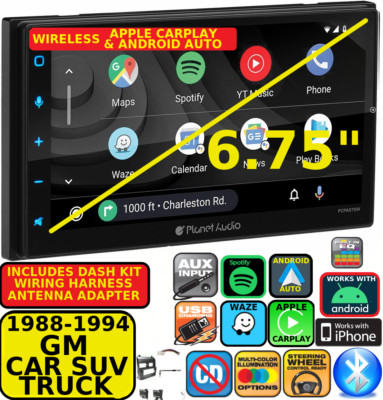 GMC CHEVY c1500 88-94 WIRELESS APPLE CARPLAY ANDROID AUTO NAVIGATION CAR STEREO