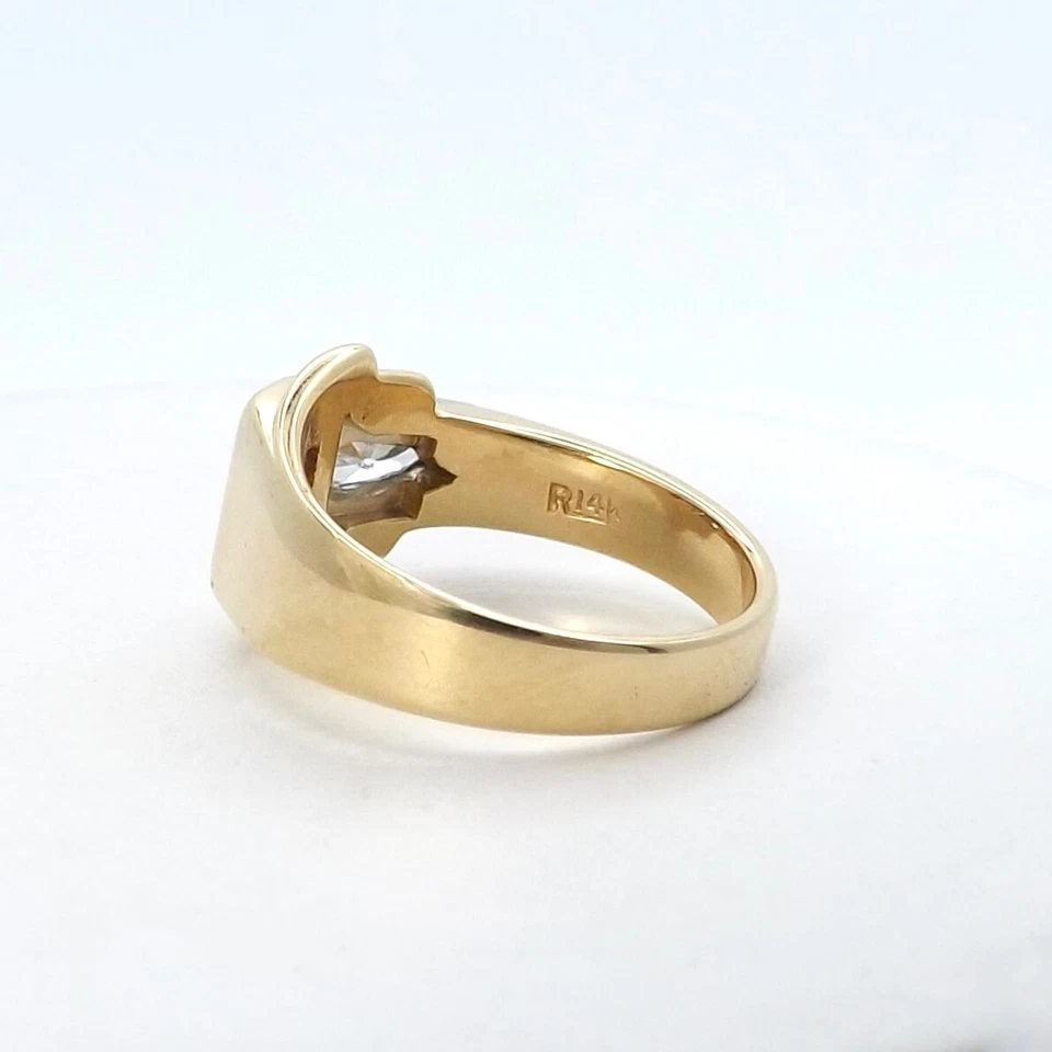 14k Gold Lab Created Ruby Natural Pear Diamond Ring Flush Burnish Setting Unisex - Image 4 of 4