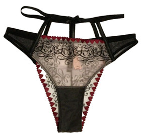Victorias Secret High Waist Caged Panty Size L Love Letters Embroidered Hearts