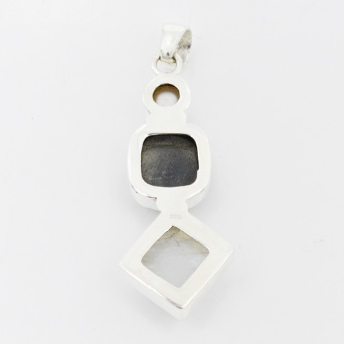New Sterling Freshwatr Pearl Labradorite & Rainbow Moonstone Pendant - Picture 2 of 3