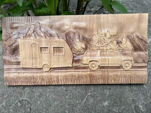 Motorhome Camping Holiday Camp Wood Carving Multicolor Picture Woodworking 3d - Picture 6 of 24