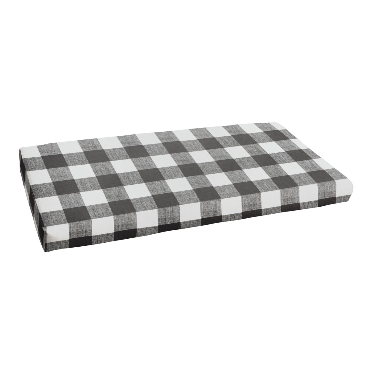 Black Buffalo Plaid Indoor Outdoor Bench Cushion, Bristol
