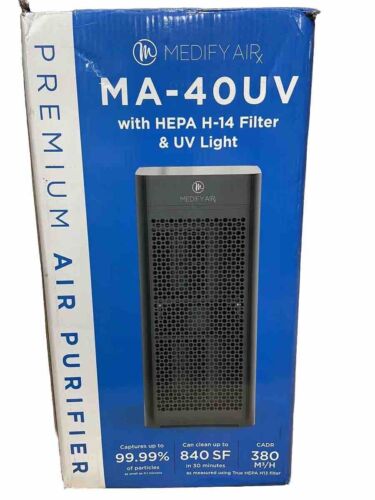 Purificador de aire Medify MA-40-UV verdadero filtro HEPA H14 + luz UV | NUEVO- NEGRO - Imagen 1 de 1