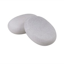 2 Pcs White Marble Hot Massage Stones Set Rock SPA Massager 2.36x 3.14 in