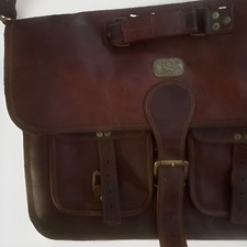 Brown Vintage Leather Messenger Bag Briefcase Laptop Satchel Crossbody 14
