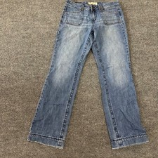 Maurices Jeans Womens 7/8 Blue Cotton Bootcut Medium Wash Flap Pocket Casual