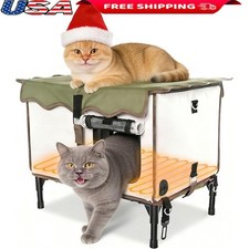 Heated Weatherproof Cat House Indestructible Insulated Shelter Outdoor Cats New