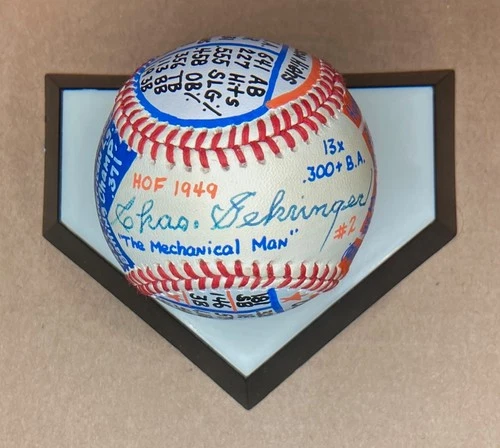 Charlie Gehringer Signed OAL Baseball, VCBC SuperStats, Hand Painted, PSA/DNA