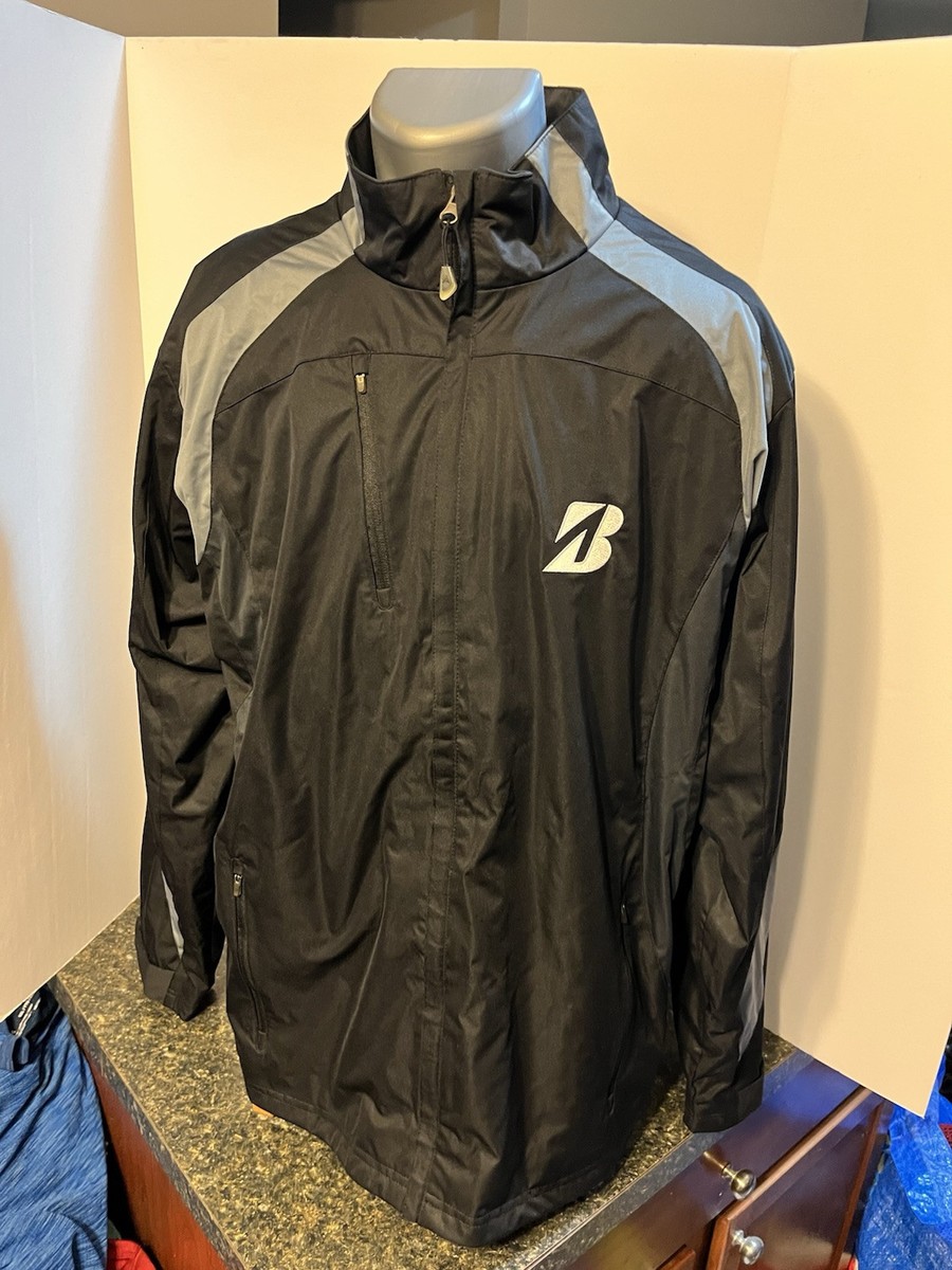 BRIDGESTONE GOLF ブラックジャケット Bridgestone Men's Full Zip Midweight Golf Jacket Black White