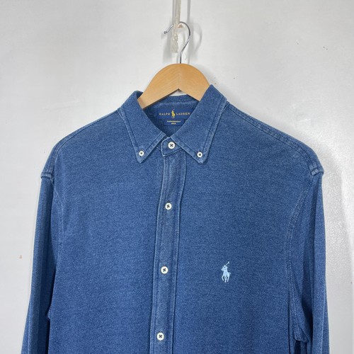Ralph Lauren Shirt Mens M Blue Featherweight Mesh Long Sleeve Button Down - Picture 2 of 9