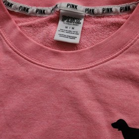 Victoria Secret Pink Long Sleeve Varsity Crew Sweatshirt M Leopard Cheetah Logo