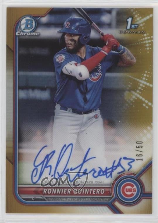 2022 Bowman Chrome Prospect Gold Refractor 16/50 Ronnier Quintero #CPA-RQT Auto