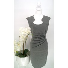 Calvin Klein Gray Side Ruched Horseshoe Neck Scuba Sleeveless Sheath Dress 10