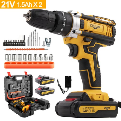 #ad #ad 24V Cordless Drill Set Electric Power Drill 34Pcs with 3 8 Inch Keyless Chuck $15.99