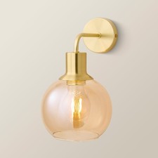 Wall Light Fitting Glass Globe Shade Living Room Bedroom Lights Wired Gold Black