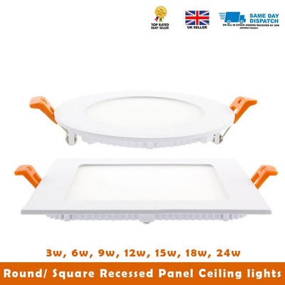 3 W LED rund/eckig Deckeneinbauleuchte Flachbildschirm Einbauleuchte ultraflach UK-Verkäufer