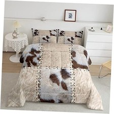 Kids Cow Fur Printed Comforter Set Cowhide Pattern Bedding Set Full Multi 02