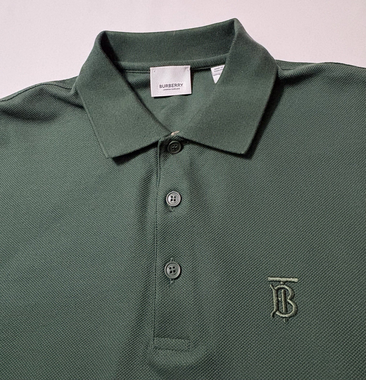 BURBERRY Polo Shirt Small S Dark Pine Green  thumbnail 7