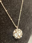 Vintage Necklace SIGNED FOSSIL Crystal Pendant Silver tone ball chain Y2K retro — photo 2