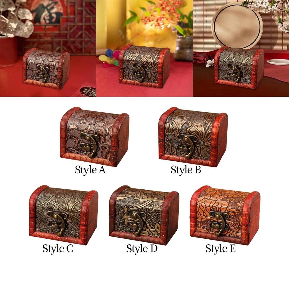 Boîte de rangement décorative, boîte au trésor de bijoux, boîte en bois de - Photo 1/1