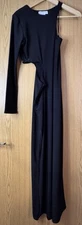 Never fully Dress black One Shoulder Cut Out Maxi Party Dress Stretch Size 12