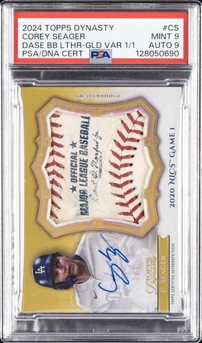 2024 TOPPS DYNASTY BASEBALL LEATHER GOLD VARIATION COREY SEAGER 1/1 PSA 9 AUTO 9