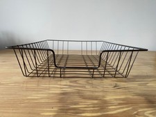 Vintage Brown Wire Office Letter Filing Tray Basket 80s Original Retro