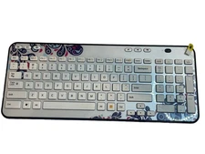 Logitech K360  Wireless Keyboard New Open Box White Paisley Design