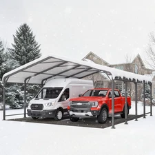 20'X20' Metal Carport with Updated Roof & Enhanced Base, Heavy Duty Canopy Carpo