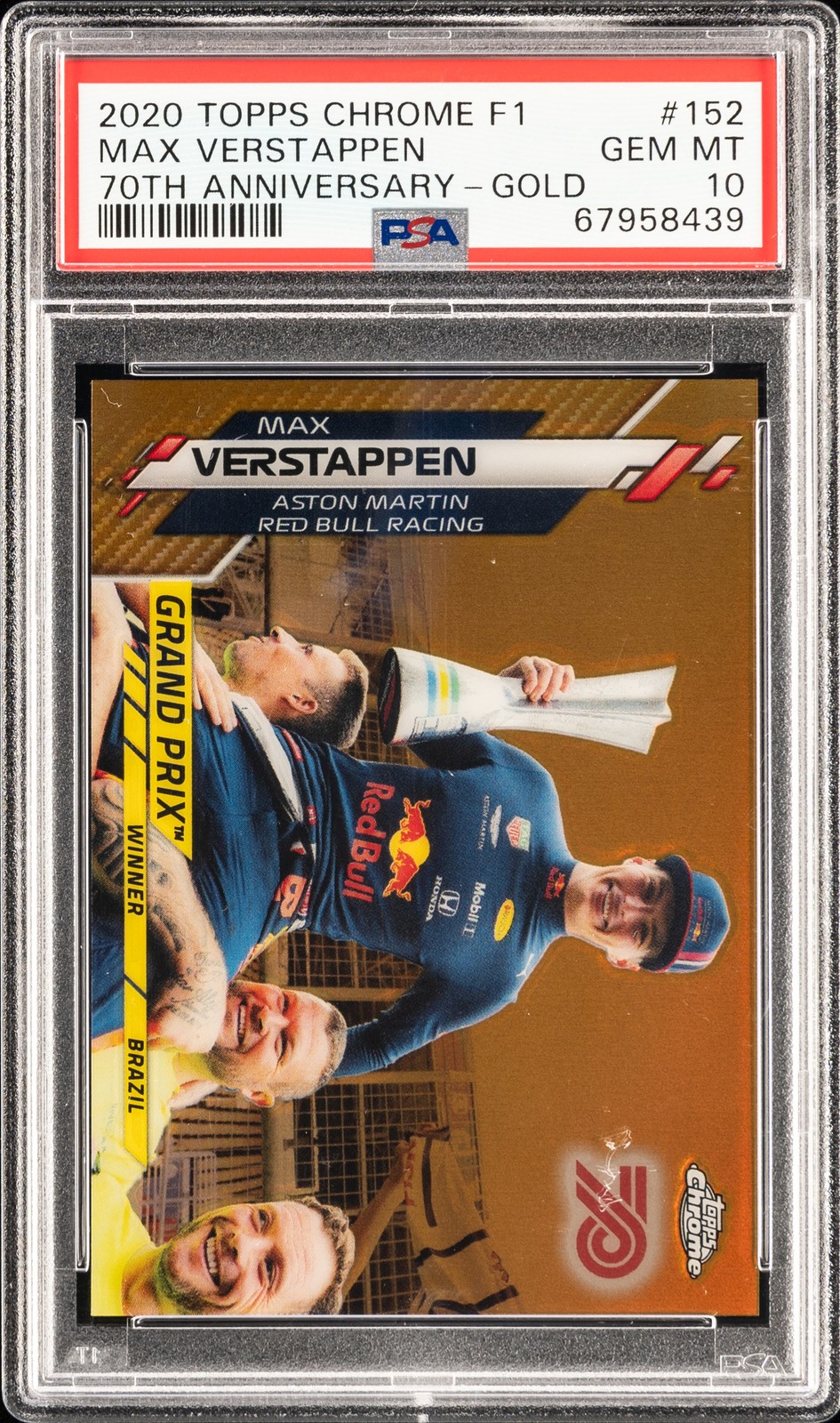 2020 TOPPS CHROME FORMULA 1 70TH ANNIVERSARY-GOLD #152 MAX VERSTAPPEN PSA 10 view 1