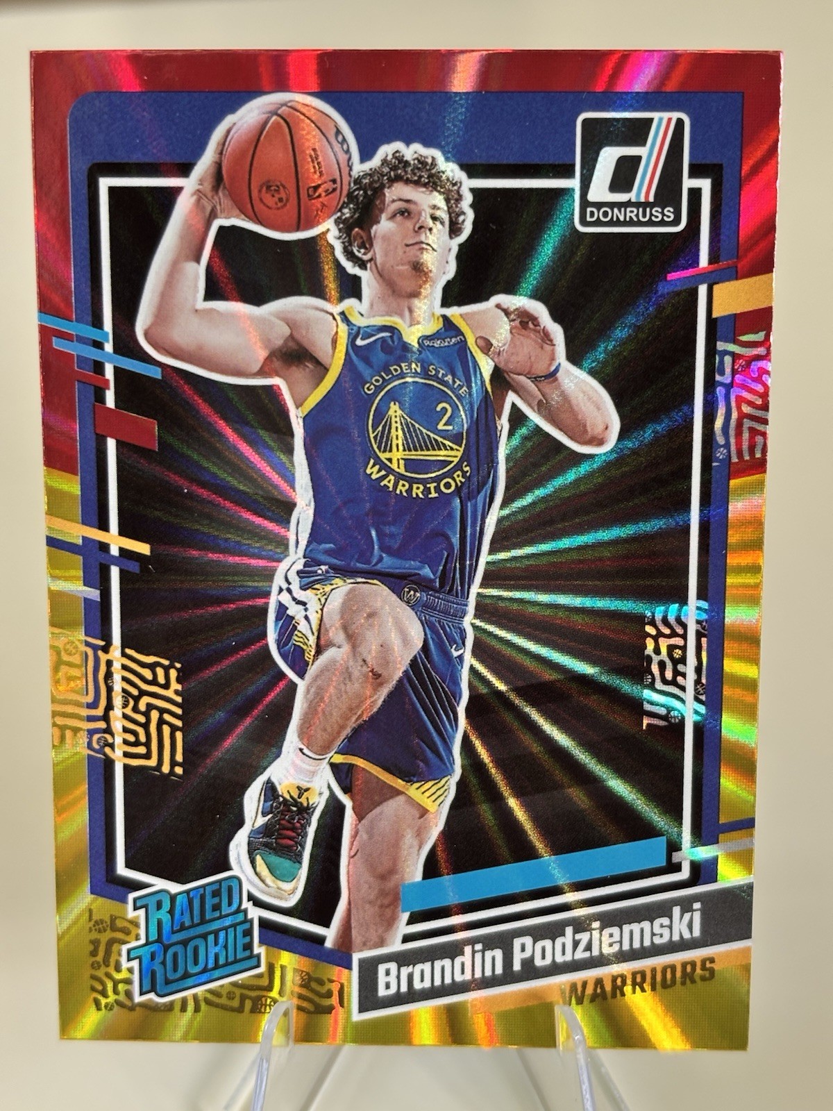 2023-24 Panini Donruss - Brandin Podziemski #249 Holo Red and Gold Laser (RC)