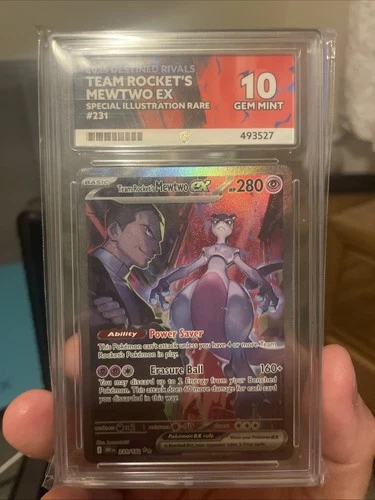 Pokemon Mewtwo EX 2025 Team Rockets 231/182 Sir Destined Rivals Ace 10 Gem Mint