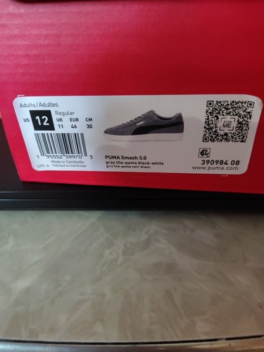Puma Smash 3.0 Gris Blanco y Negro Talla 12 - Imagen 2 de 2