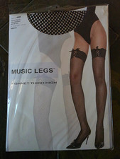 NIP Music Legs Fishnet Thigh High Stockings Fits 5'-5'10" Black