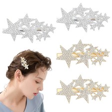 4 PACK Five-pointed Star Hairpin Rhinestone Non-Slip Hair Clip Elegant Duckbi...