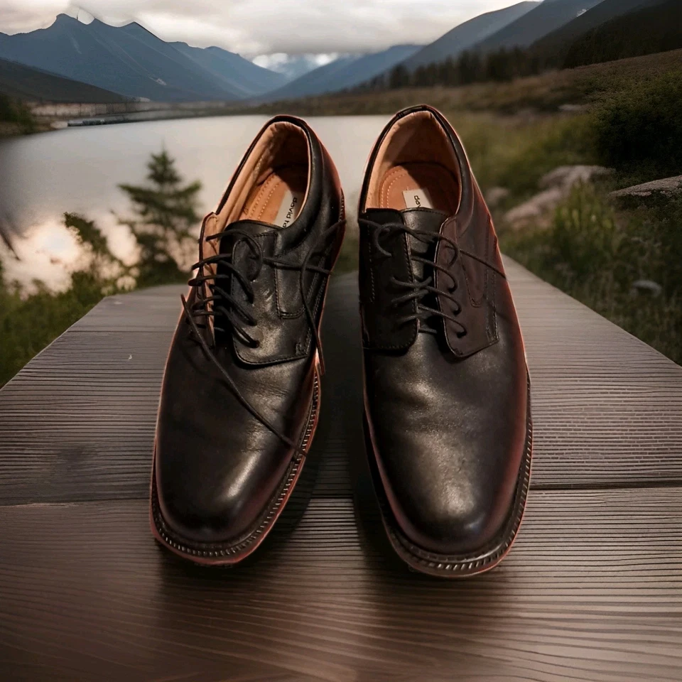 Zapatos con cordones David Taylor Oxford de cuero negro brogue punta redonda 13M Foto 2 de 4