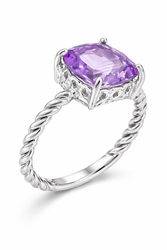 GENUINE 3.92 AMETHYST RING 10K SOLID WHITE GOLD - Free Appraisal Service - NWT