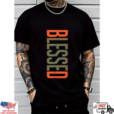 Blessed Shirt Christian Faith Vertical Graphic Tee Streetwear Style
