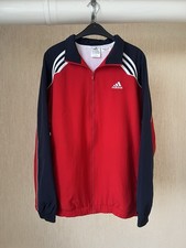 adidas Men's M-L Track Jacket Red Navy White Full Zip Vintage L