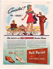 Print Ad Poll-Parrot Shoes 1942 Sassy Girl Full Page Large Magazine 13.5"x10.5"