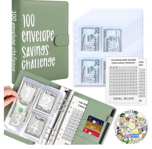 100 Envelopes Money Saving Challenge Binder, Save 5050 Dollars 100 Day Envelope