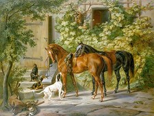 Dog Horses house A. Adam Accent Tile Mural Kitchen Backsplash Art Marble Ceramic