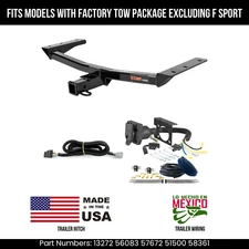 For 16-19 Lexus RX350 Trailer Hitch w/ 7 Pin Wiring Fit TowPKG Exc F Sport Curt
